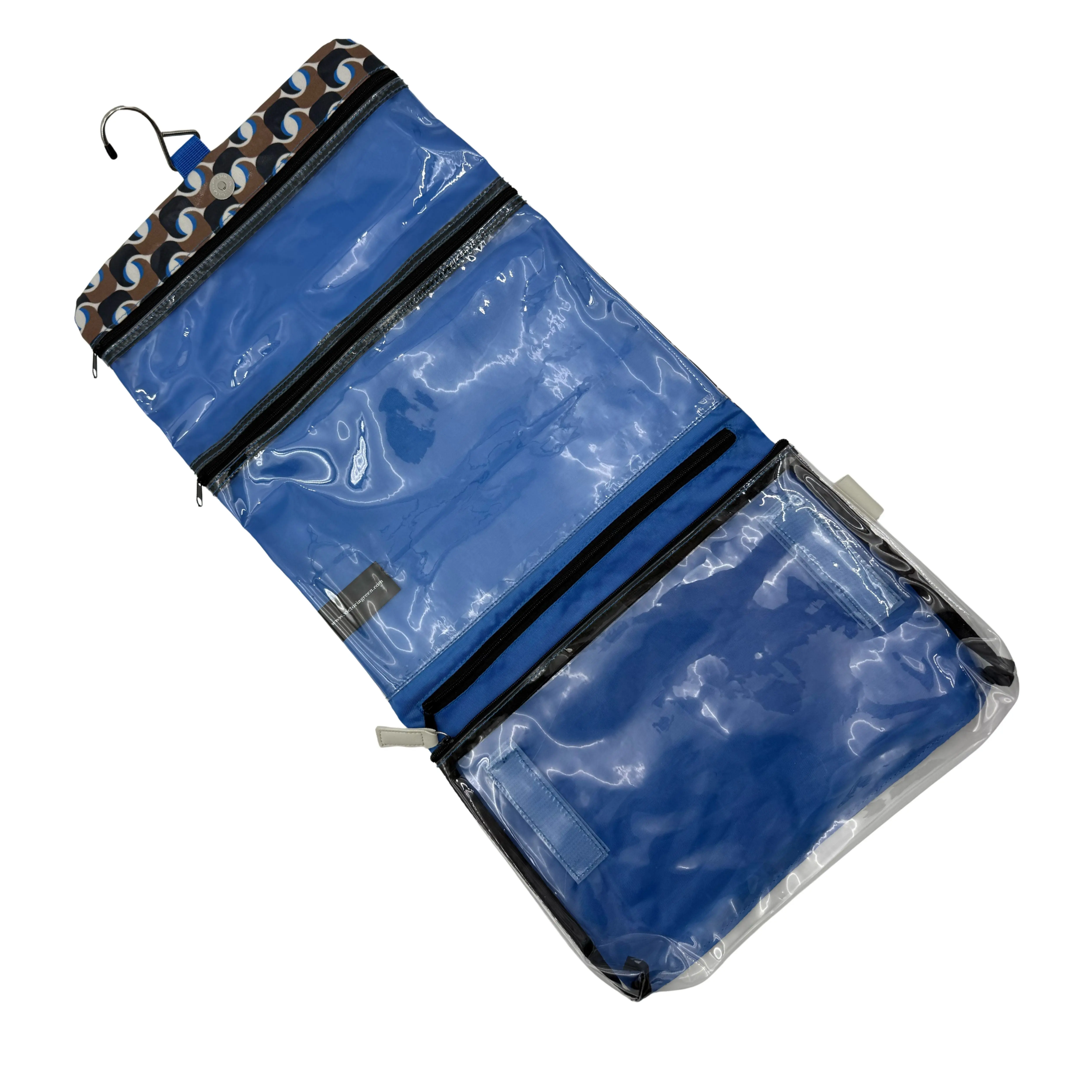 Victoria Green Threefold Hanging Wash Bag - Geometra Azure - Image 4